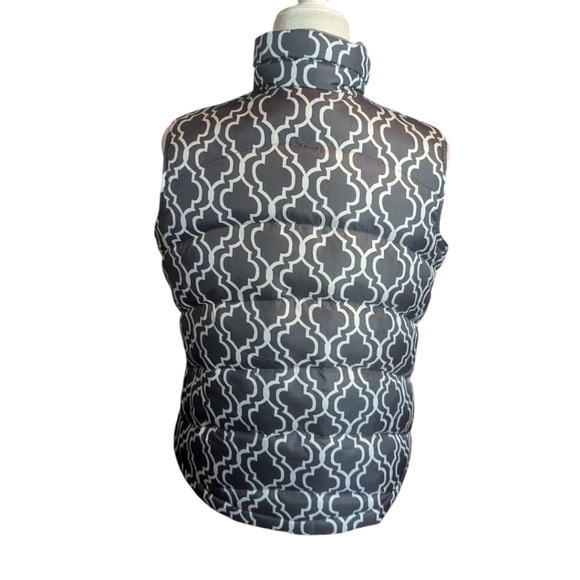 Lands End Down Quatrefoil Puffer Zip Up Vest Black White Gorpcore Sz Sm 6-8 EUC - Picture 3 of 10